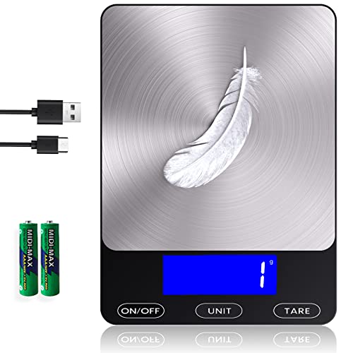 Digital Kitchen Scale - 33lb - Rechargeable Stainless Steel