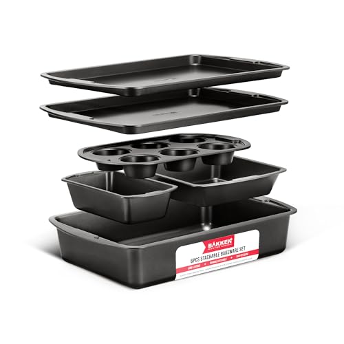 Swiss Bakeware Set - 6 Piece, Stackable, Professional-Grade Non-Stick
