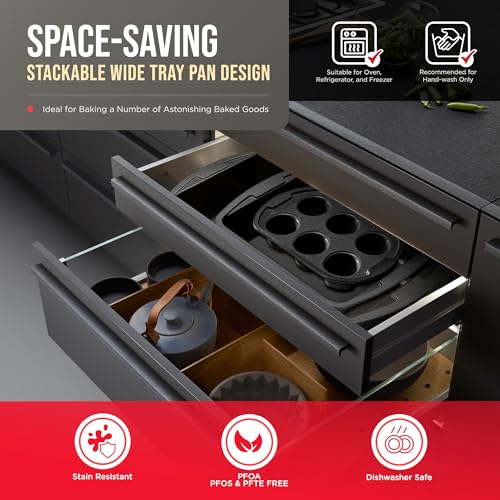 Swiss Bakeware Set - 6 Piece, Stackable, Professional-Grade Non-Stick