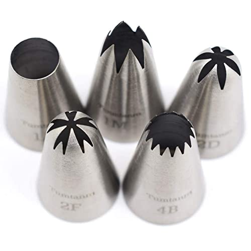 5 Pack Large Stainless Steel Piping Tips for Baking