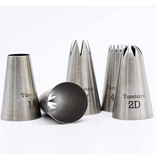 5 Pack Large Stainless Steel Piping Tips for Baking