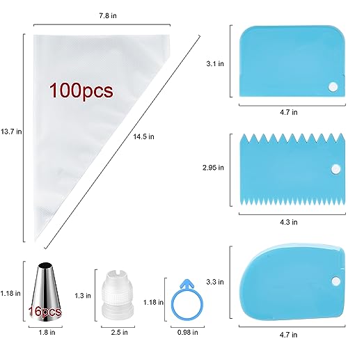 Piping Bags and Tips Set with 100pcs Pastry Bags