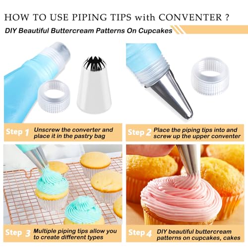 Large Piping Tips Set with Reusable Pastry Bag