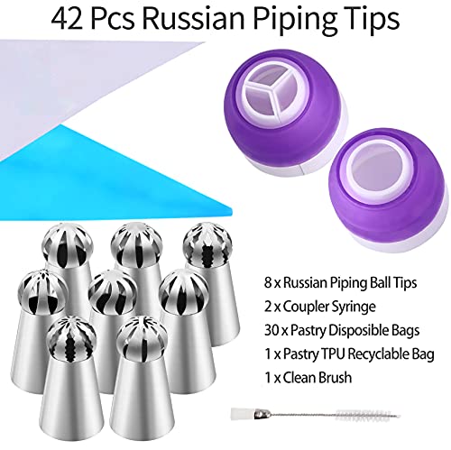42pc Russian Piping Tips Set for Cake Decorating Kit
