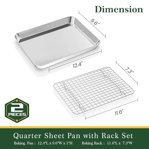 Stainless Steel Quarter Sheet Pan with Rack Set