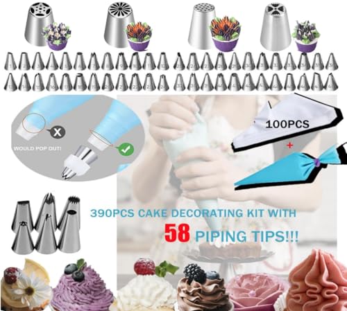 Cake Decorating Kit with Springform Pans, Turntable & Tips