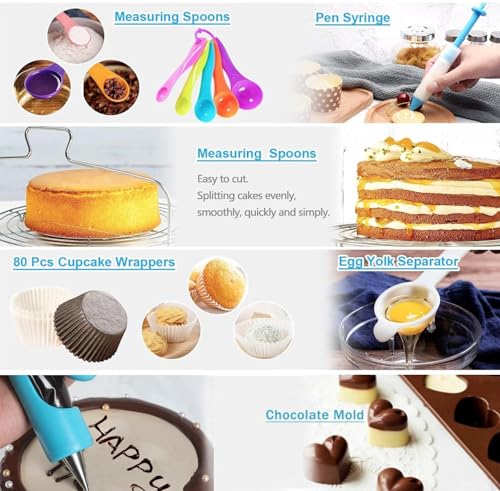 Cake Decorating Kit with Springform Pans, Turntable & Tips