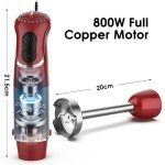Red Blackcow Immersion Blender with 12-Speed, 800W - Kitchen