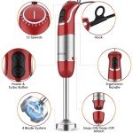 Red Blackcow Immersion Blender with 12-Speed, 800W - Kitchen