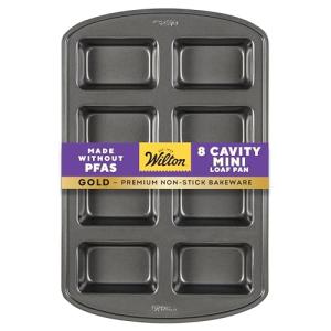 Wilton Non-Stick Mini Loaf Pan, 8-Cavity, Gray