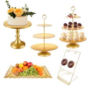 Gold Metal Dessert Table Display Set - 5 Pack