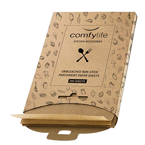 Comfylife 200 Precut Parchment Paper Baking Sheets