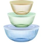 Pyrex Sculpted Tinted Glass Mixing Bowls - 6PC