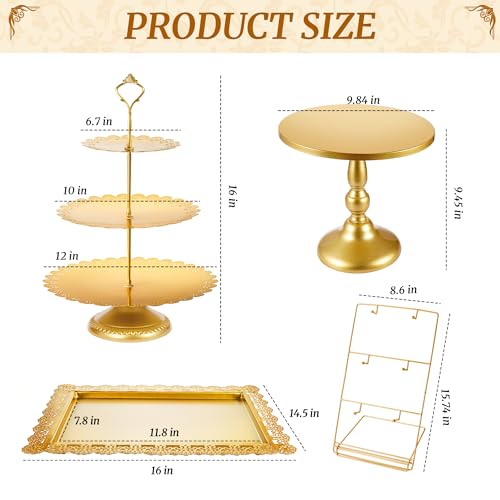 Gold Metal Dessert Table Display Set - 5 Pack