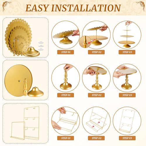 Gold Metal Dessert Table Display Set - 5 Pack