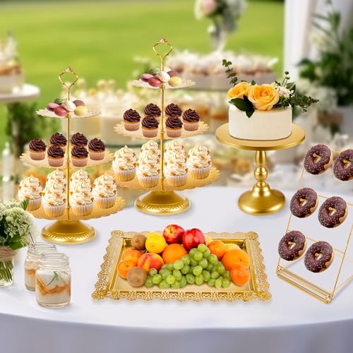 Gold Metal Dessert Table Display Set - 5 Pack