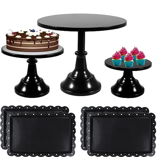 7Pcs Round Metal Cake Display Stand Set - Black