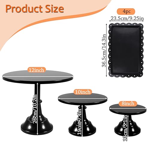 7Pcs Round Metal Cake Display Stand Set - Black