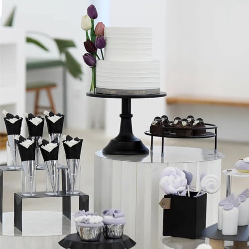 7Pcs Round Metal Cake Display Stand Set - Black