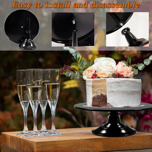 7Pcs Round Metal Cake Display Stand Set - Black