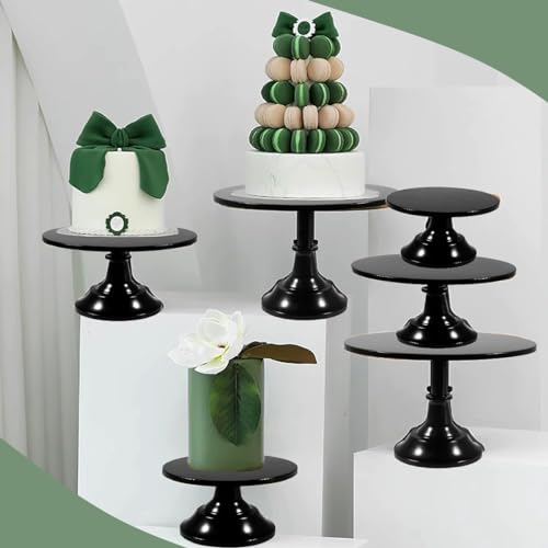 7Pcs Round Metal Cake Display Stand Set - Black