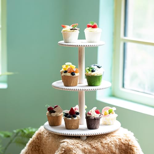 3 Tier Beaded Cupcake Stand - Farmhouse Wedding Decor