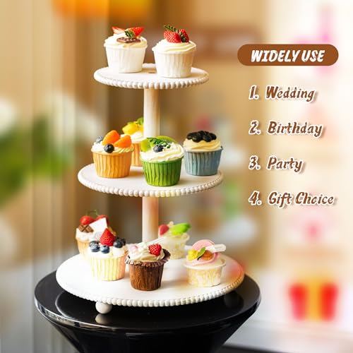 3 Tier Beaded Cupcake Stand - Farmhouse Wedding Decor