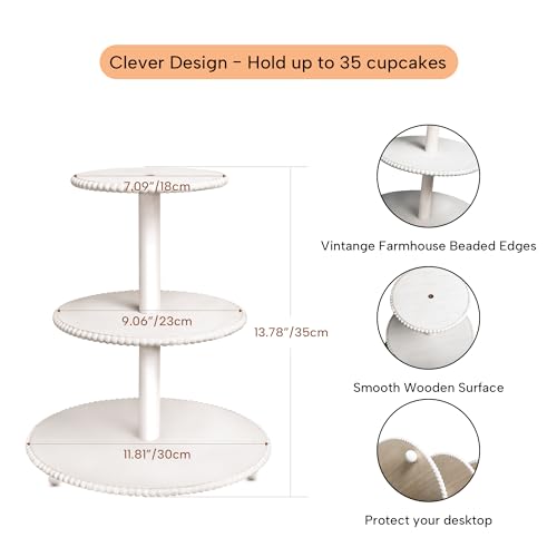 3 Tier Beaded Cupcake Stand - Farmhouse Wedding Decor