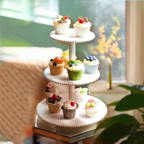 3 Tier Beaded Cupcake Stand - Farmhouse Wedding Decor