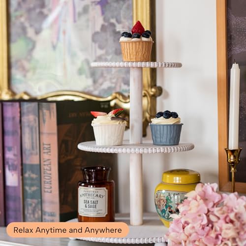 3 Tier Beaded Cupcake Stand - Farmhouse Wedding Decor