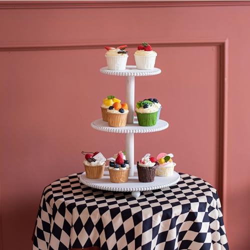 3 Tier Beaded Cupcake Stand - Farmhouse Wedding Decor