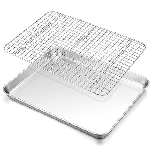 TeamFar Stainless Steel Baking Sheet with Rack, 16 x 12 Inch