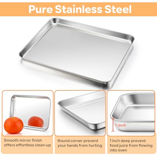 TeamFar Stainless Steel Baking Sheet with Rack, 16 x 12 Inch