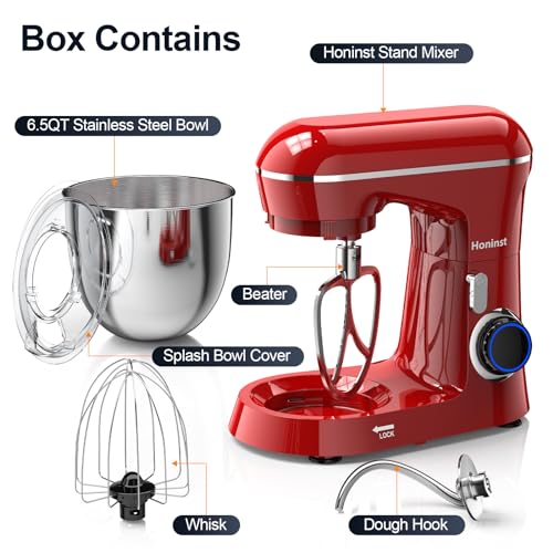 Honinst 6.5QT 10-Speed Electric Stand Mixer, 3-In-1 Baking Kit