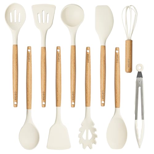10-Piece Silicone Cooking Utensils Set with Wooden Handle