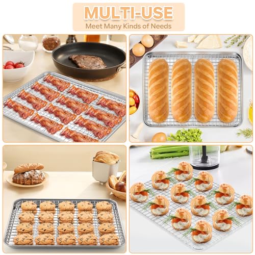 TeamFar Stainless Steel Baking Sheet with Rack, 16 x 12 Inch