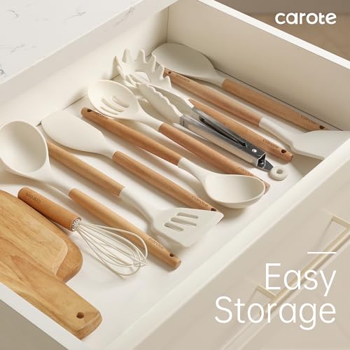 10-Piece Silicone Cooking Utensils Set with Wooden Handle