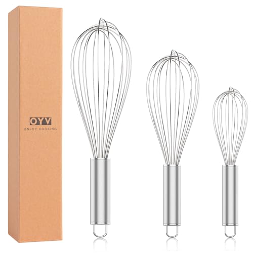 Stainless Steel Professional Balloon Whisk Set - 3 Sizes