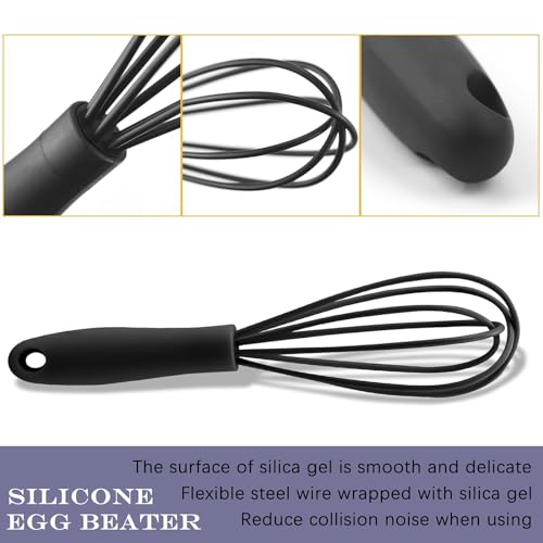 Assorted Mini Silicone Kitchen Whisks - 5 Pack