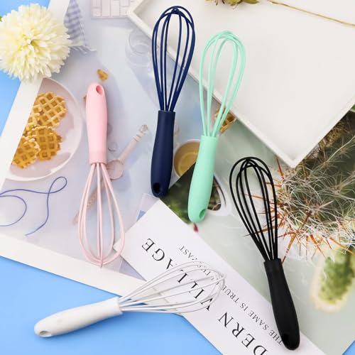 Assorted Mini Silicone Kitchen Whisks - 5 Pack