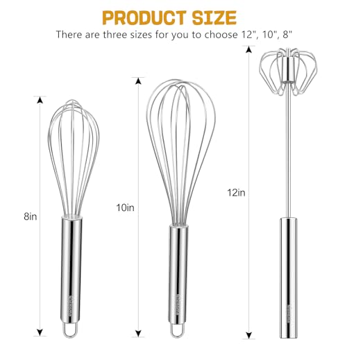 Stainless Steel Kitchen Whisk Set - 3 Pack