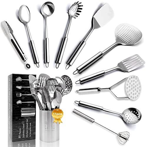 11pc Stainless Steel Kitchen Utensil Set with Holder