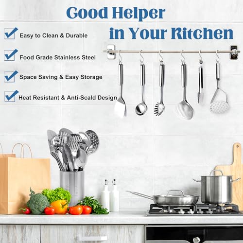 11pc Stainless Steel Kitchen Utensil Set with Holder