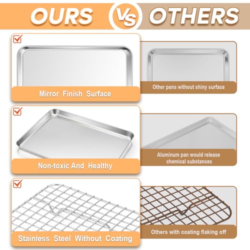 TeamFar Stainless Steel Baking Sheet with Rack, 16 x 12 Inch