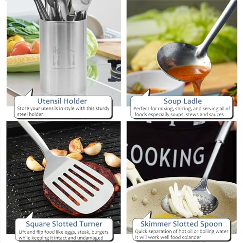 11pc Stainless Steel Kitchen Utensil Set with Holder