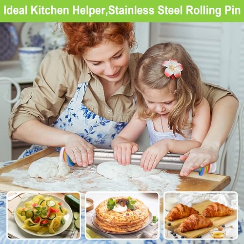 Adjustable Rolling Pin with Thickness Rings, Stainless Steel