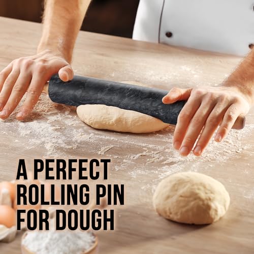 Zulay Kitchen Marble Rolling Pin with Beechwood Handle