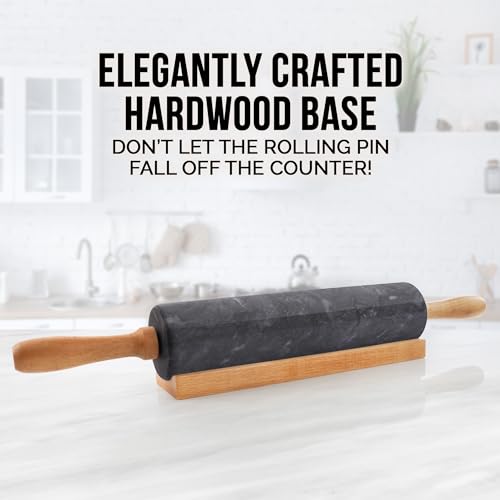 Zulay Kitchen Marble Rolling Pin with Beechwood Handle