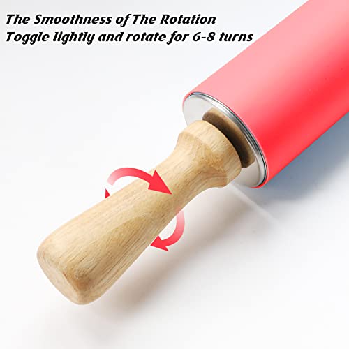 HONGLIDA 15-inch Silicone Rolling Pin with Stainless Steel