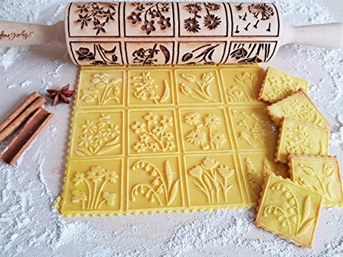 Floral Embossing Rolling Pin for Baking and Pottery